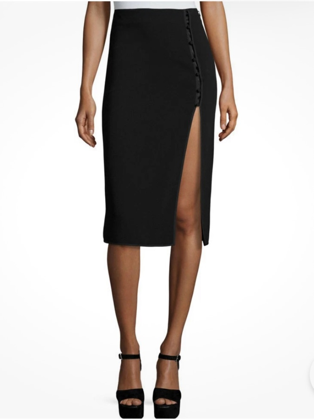 Cinq à Sept Farrow Slit Pencil Midi Skirt in Black Size 10